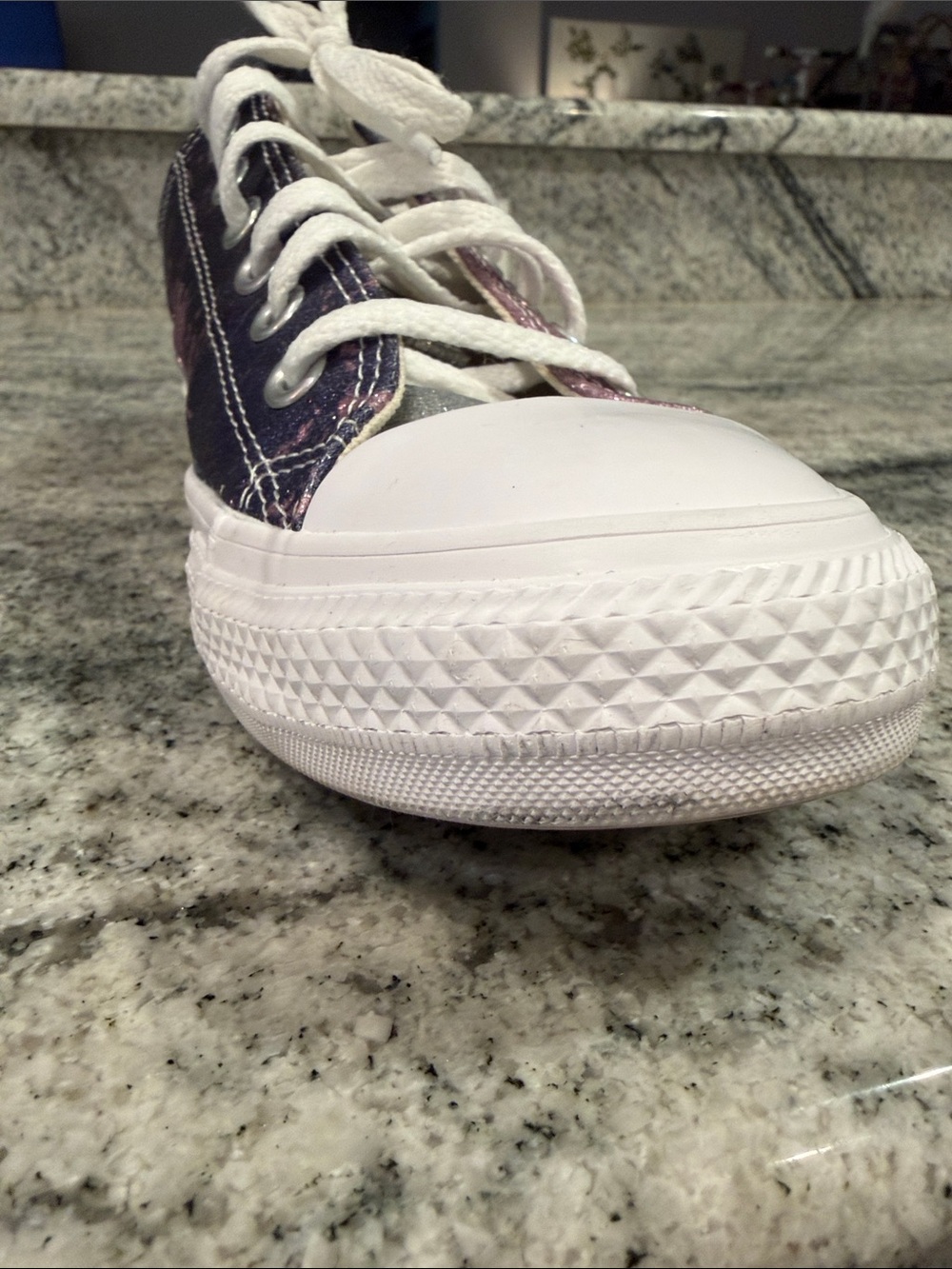 Converse Low-Top Sneakers in Navy/Purple with Silver Glitter Accent - Picture 8 of 16